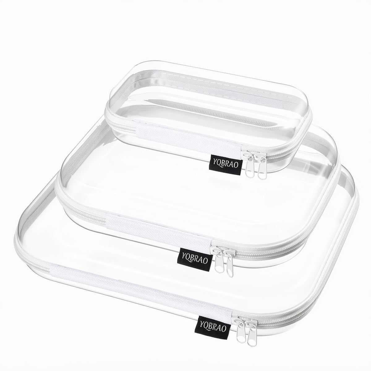 3-Piece Clear Hard Shell Zipper Case Set for Travel, Storage & Organization