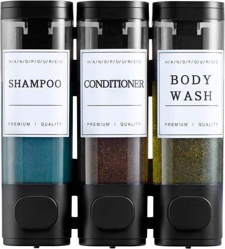 Shampoo and Conditioner Dispenser,Shower Soap Dispenser 3 Chamber No