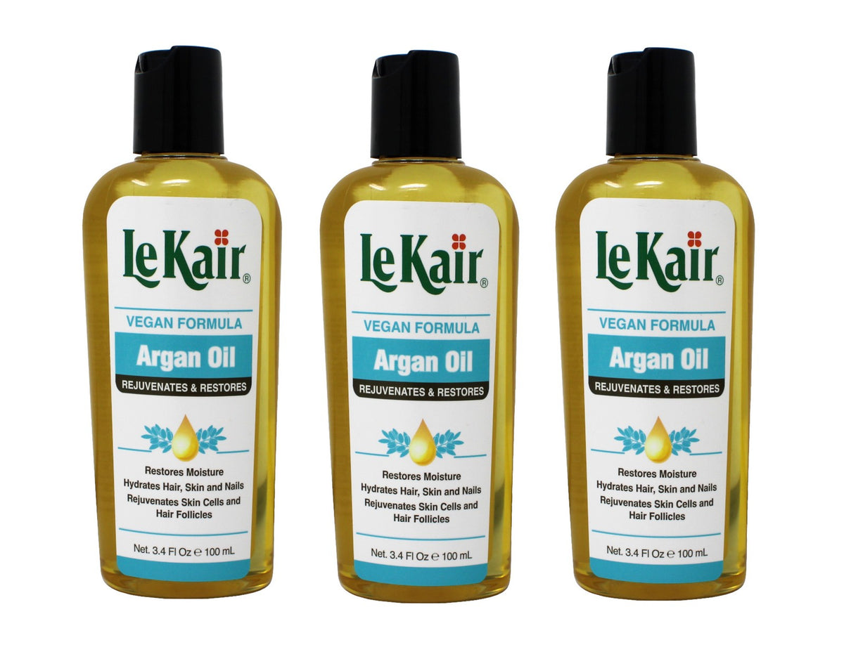 Argan Oil Hair & Body Oil Set - Vegan Moisturizing Formula 3.4oz (3 Pack)