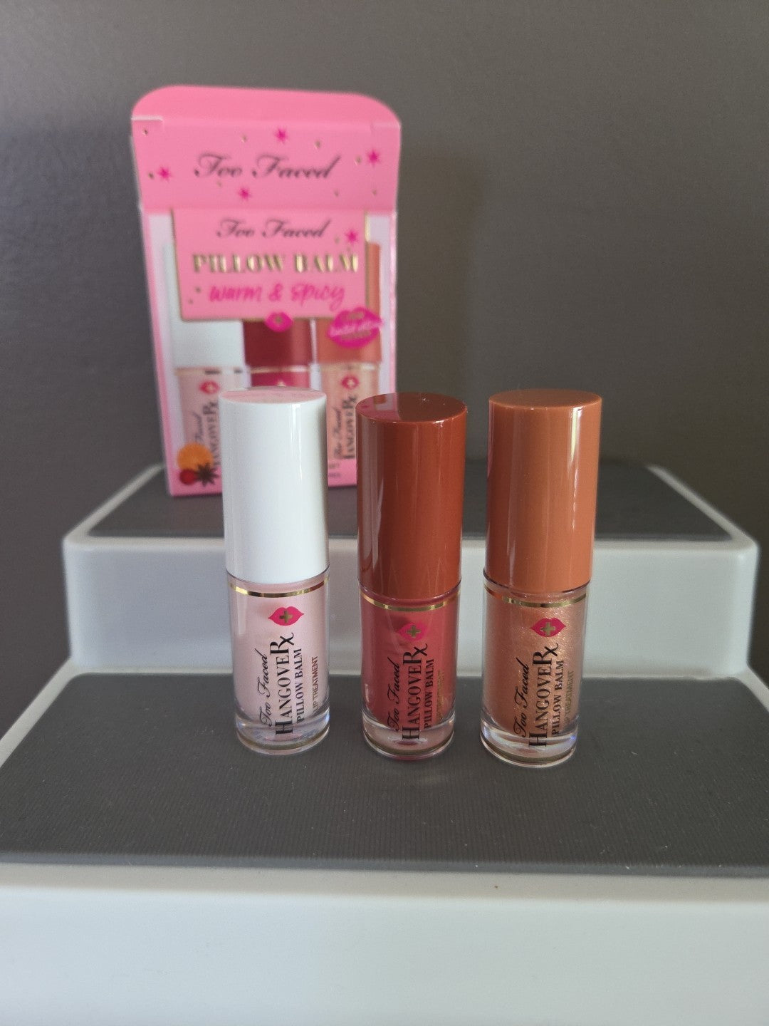 Too Faced Pillow Balm Warm & Spicy Lip Balm Set Travel Size New