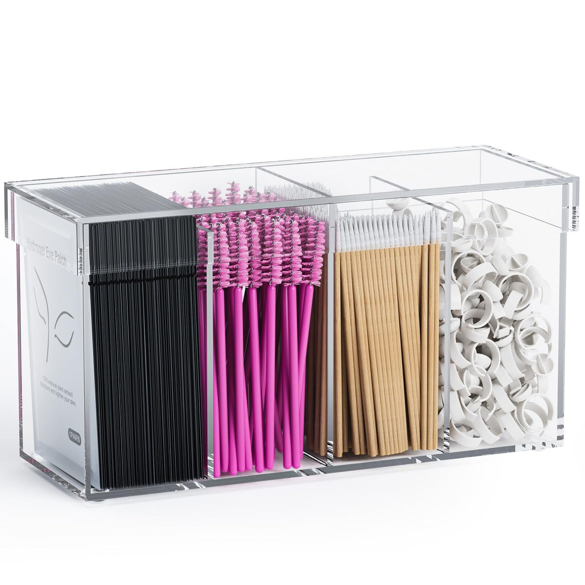 Acrylic Lash Extension Organizer Box with Lid - Eyelash Supplies Storage Container