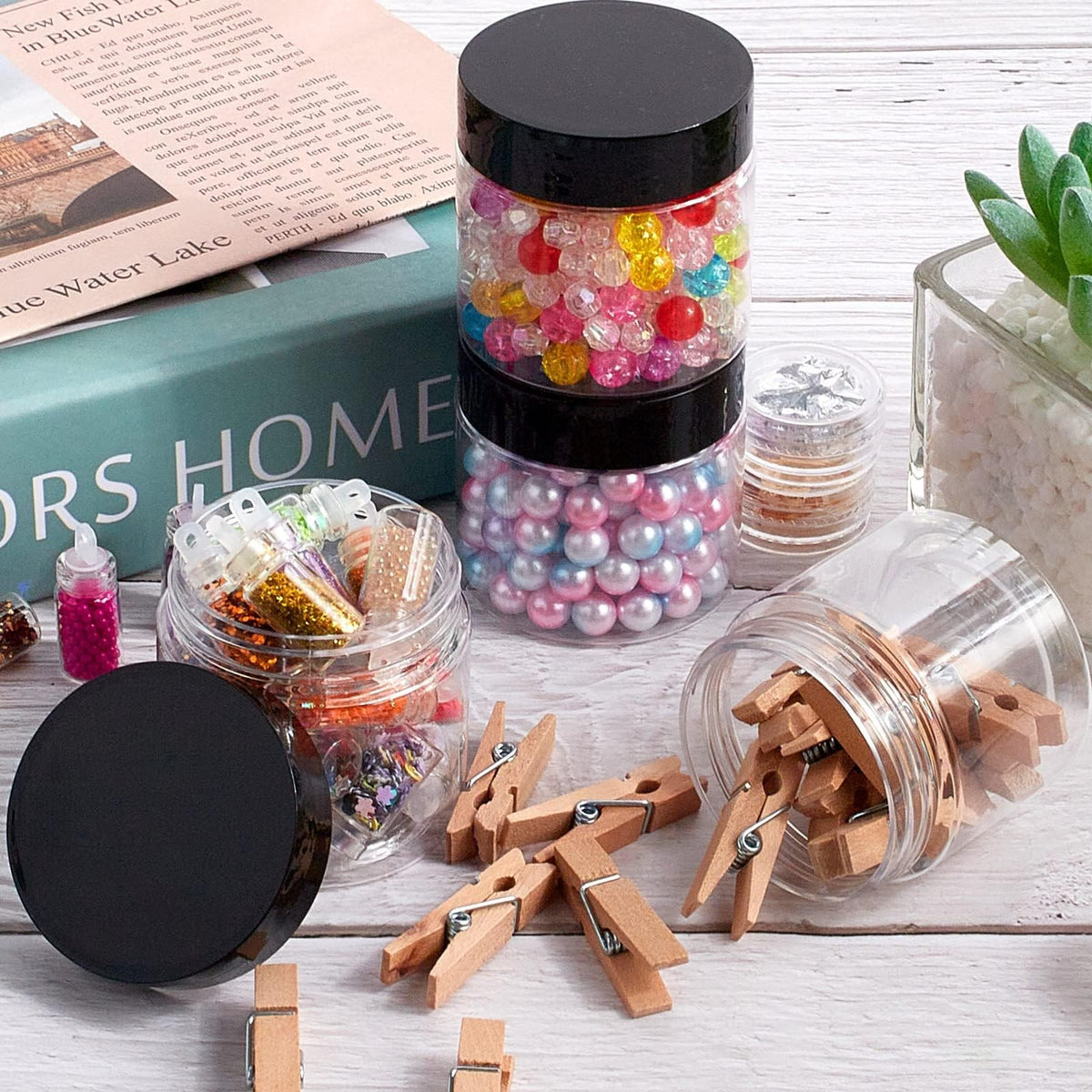 12 Pack 2oz Clear Plastic Storage Containers with Lids - Reusable Jars for Cosmetics & Crafts