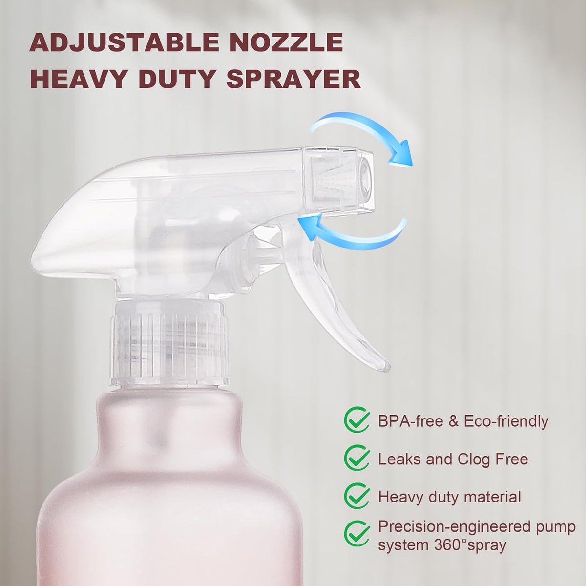 16.9oz Plastic Spray Bottles Set - 360° Adjustable Nozzle for Cleaning & Gardening