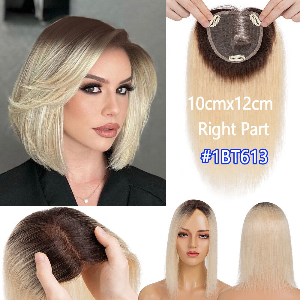 Remy Human Hair U-Part Topper Clip-In Hairpiece for Hair Loss & Volume