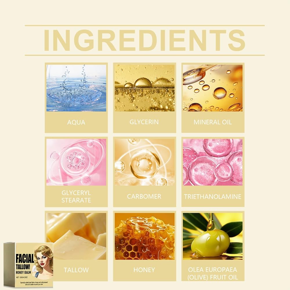 Organic Beef Tallow Honey Balm - 4 Fl Oz