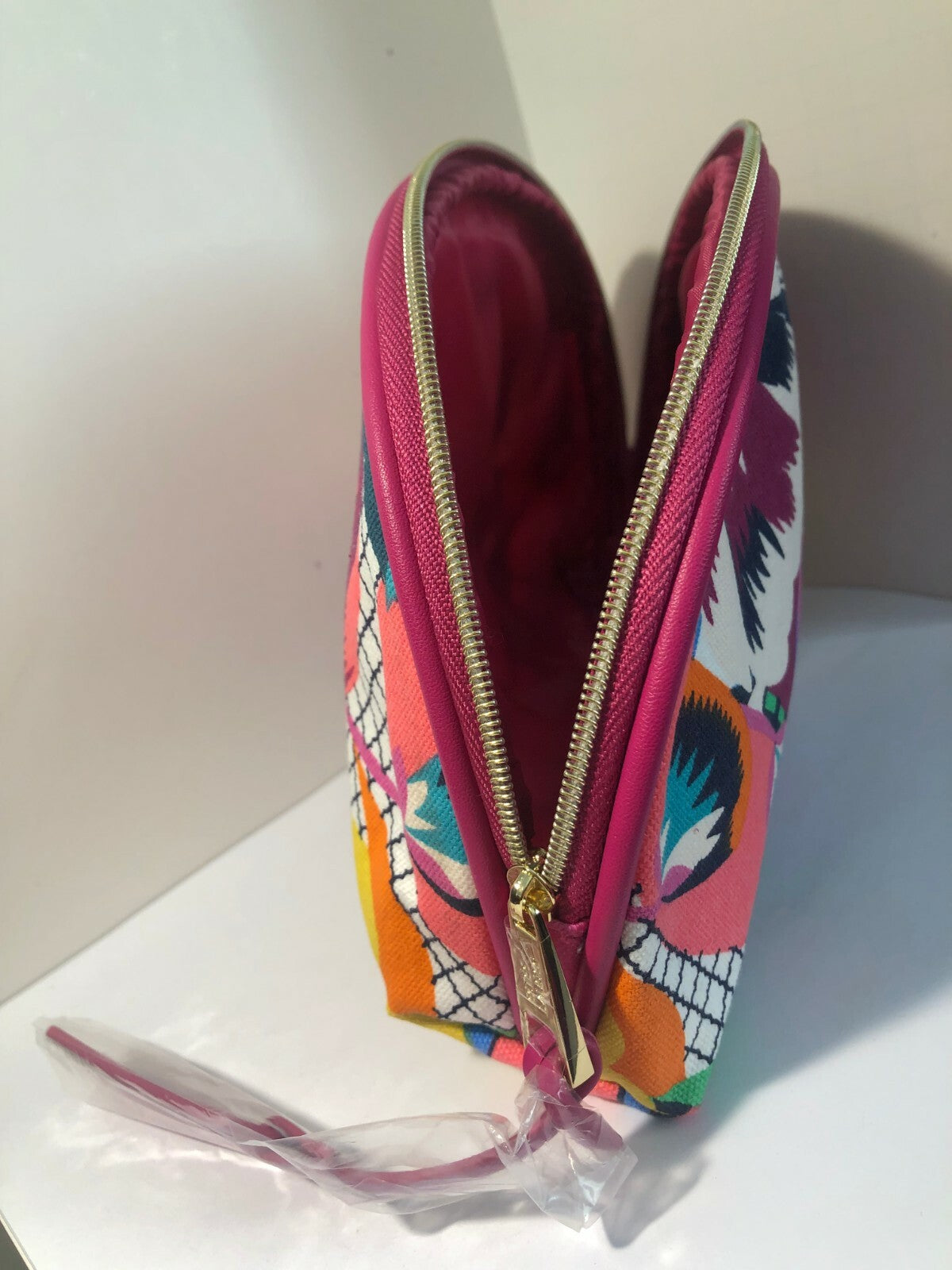 Multicolor Floral Pattern Cosmetic Makeup Travel Bag - Pink