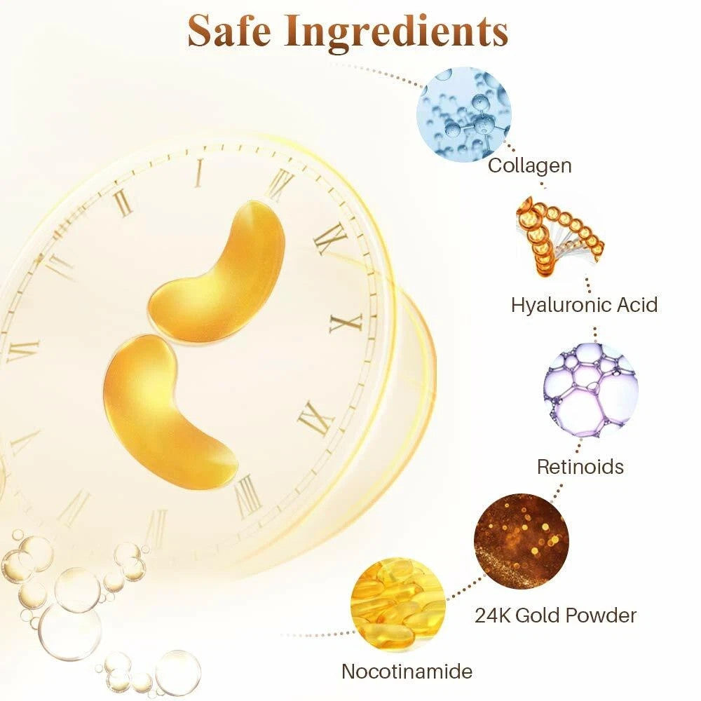 Gold Collagen Eye Masks 100 Pairs - Anti-Aging Dark Circles Puffy Eyes