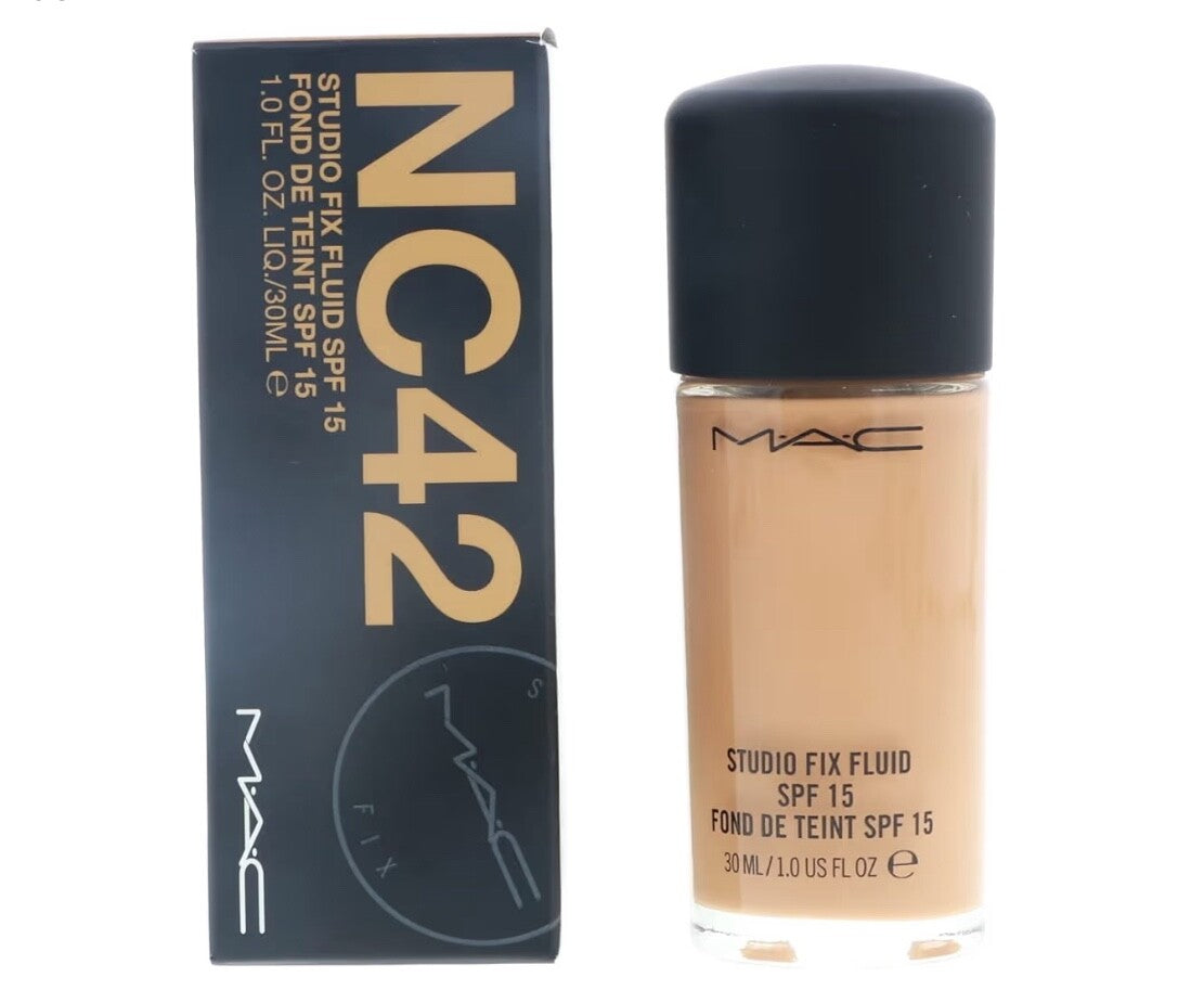 MAC NC42 Studio Fix Fluid SPF 15 Foundation 1 Fl Oz - Matte Finish, Buildable Coverage