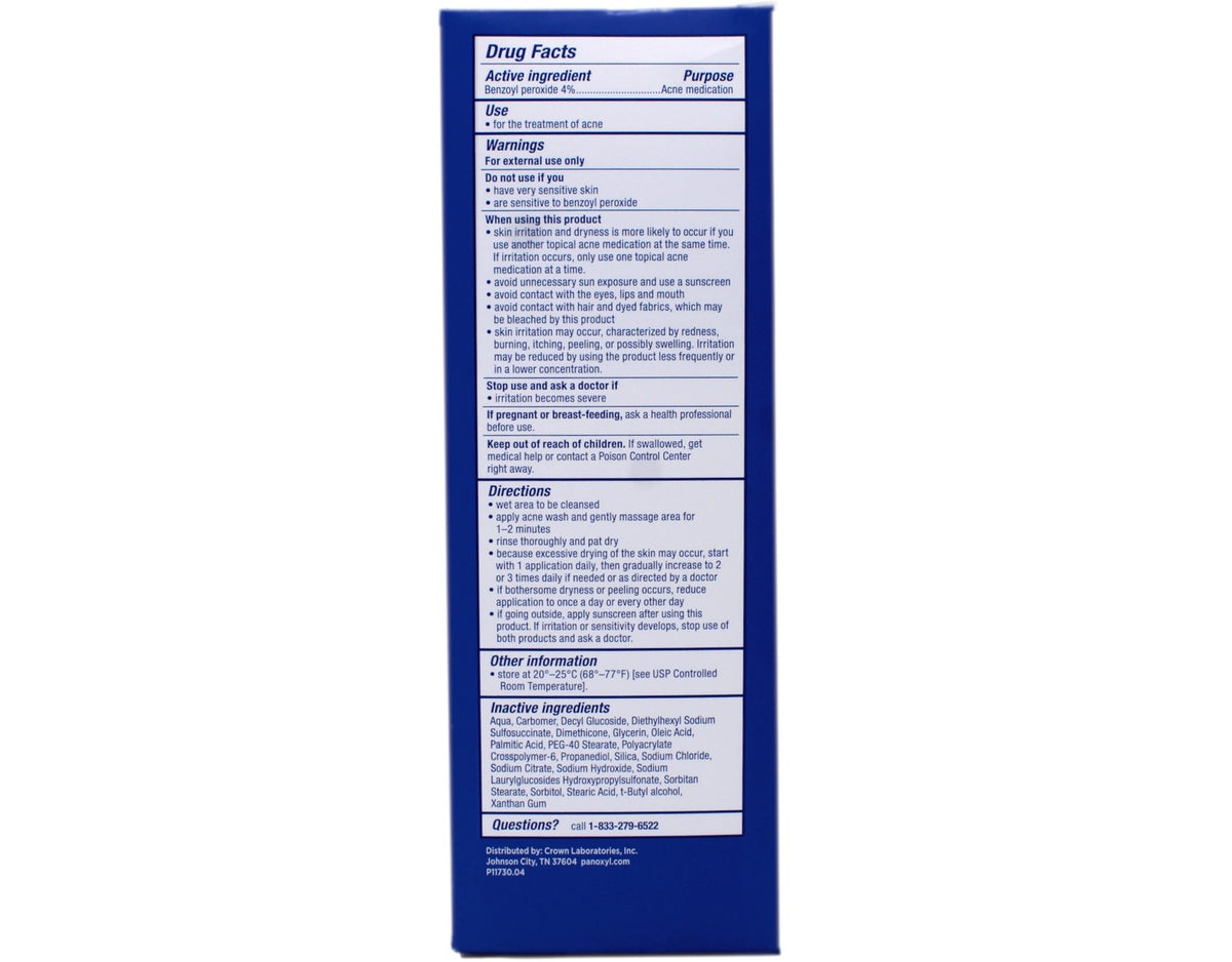 PanOxyl Acne Face & Body Wash 4% Benzoyl Peroxide 6 oz Pack of 6