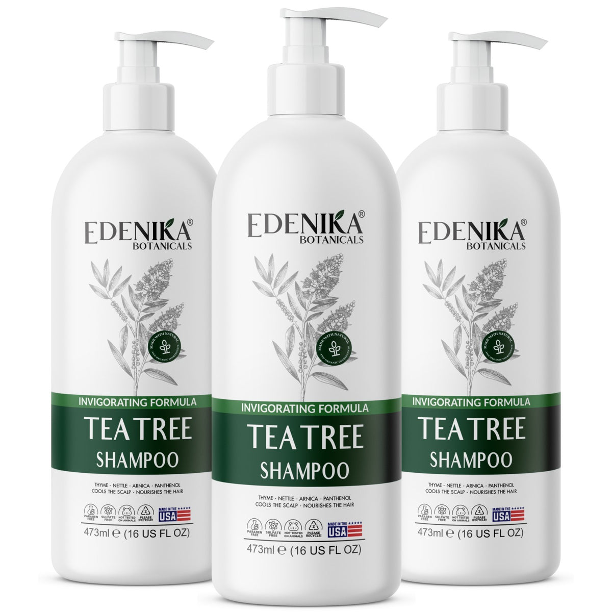 Tea Tree Clarifying Shampoo for Scalp Buildup & Dandruff - 3 Pack