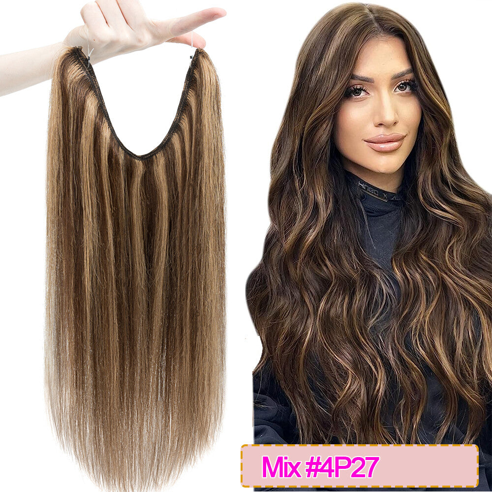 Invisible Wire Clip-In Hair Extensions - 100% Remy Human Hair, Easy to Wear