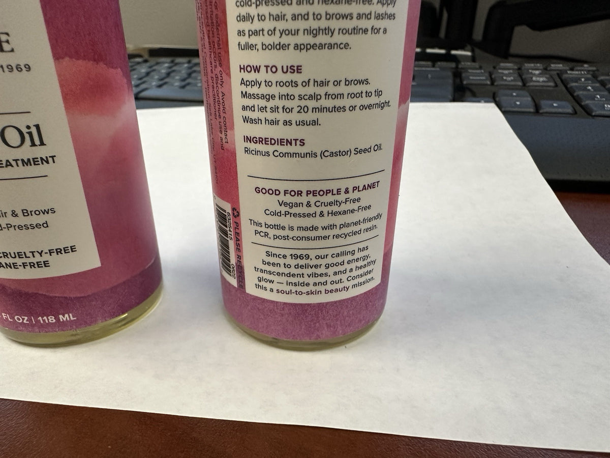 Hexane-Free Castor Oil - Pure Cold-Pressed, 4 fl oz for Skin & Health