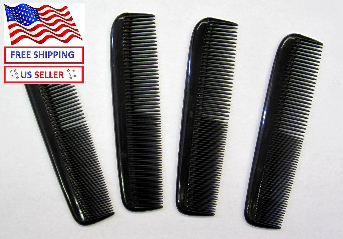 Black Hair Styling Comb Set - 4.5 Inch Pocket Comb for Hair Grooming
