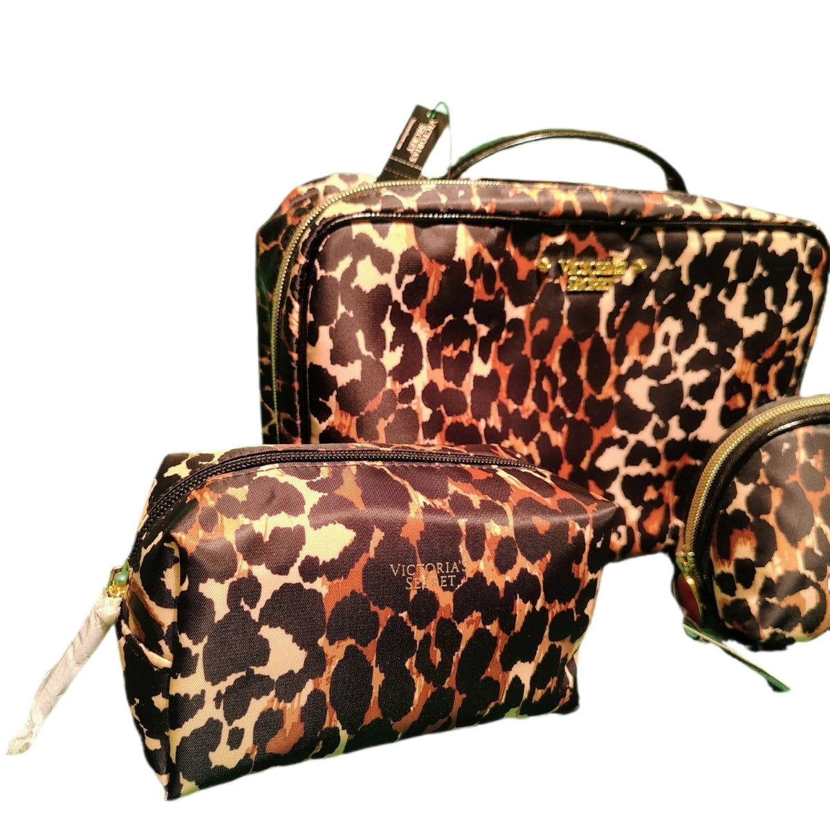 Victoria's Secret Exotic Leopard 3-Piece Makeup Bag Travel Set