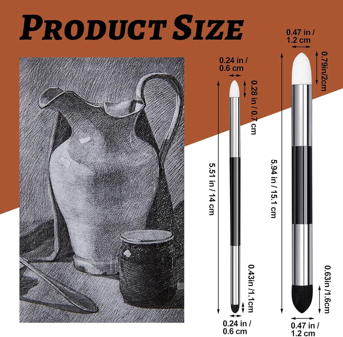 Washable Art Blending Sponge Pen Set - 2 Sizes for Drawing & Shading
