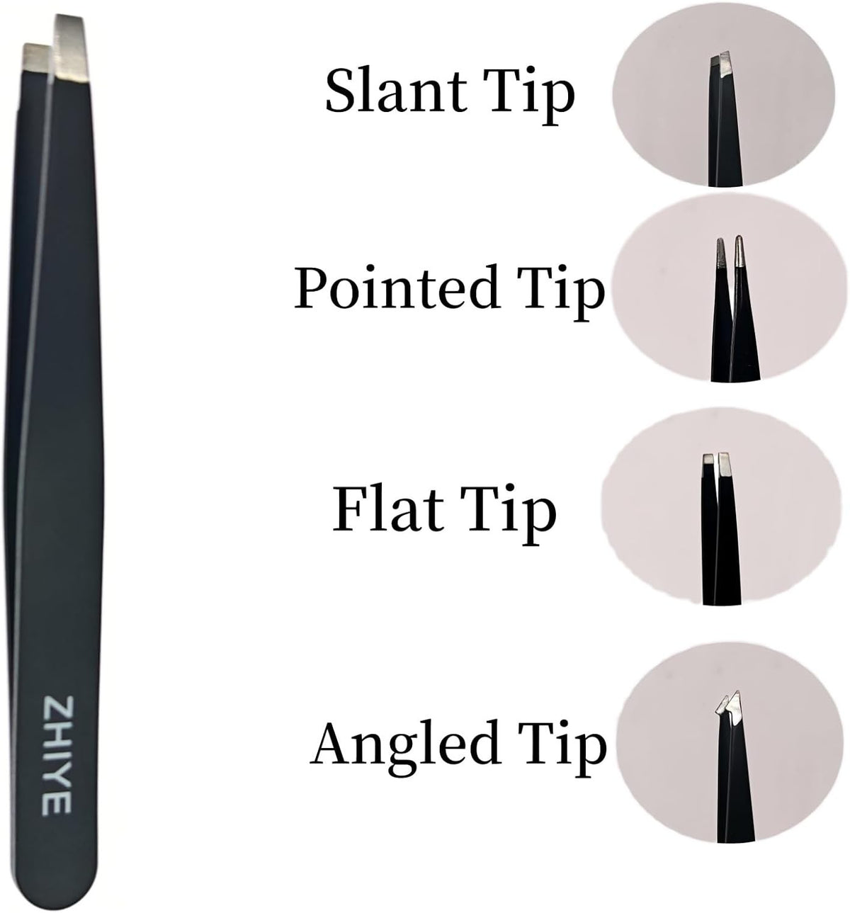Professional Stainless Steel Eyebrow Tweezers Set - 4 Precision Pliers for Eyebrow Grooming & Ingrown Hair Removal