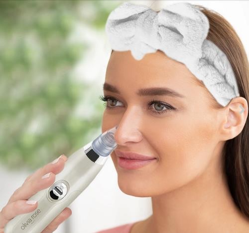 Blackhead Remover Vacuum with 3 Interchangeable Suction Heads & Facial Headband Set