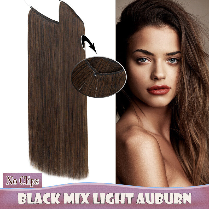 Invisible Wire Clip-In Hair Extensions with Clips & Replacement Wires - Natural & Wavy, 20/24 Inch