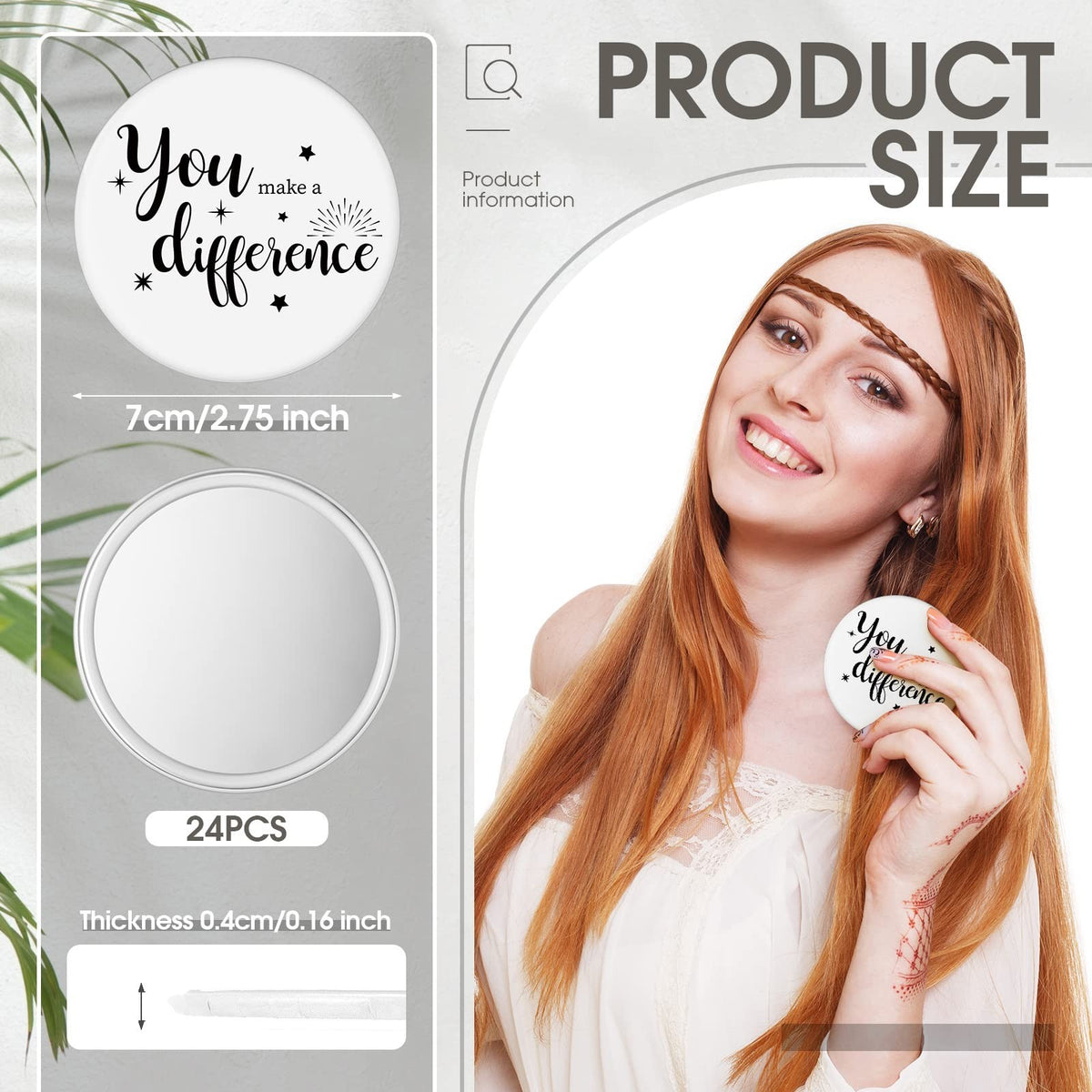 Inspirational Compact Mirror Set 24 Pcs Gift Bulk for Women – You Make a Difference