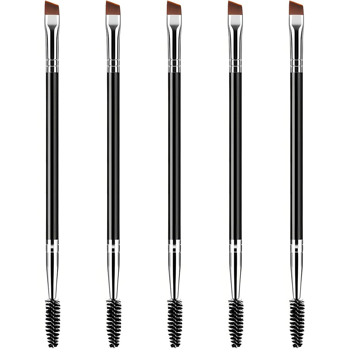 Eyebrow Brush Set with Angled & Spoolie Brushes for Grooming & Lash Separation
