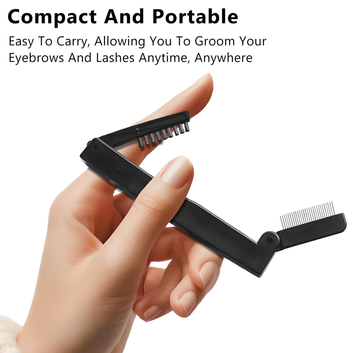 Dual-Sided Folding Mascara and Eyebrow Grooming Brush | Lash Separator & Brow Comb
