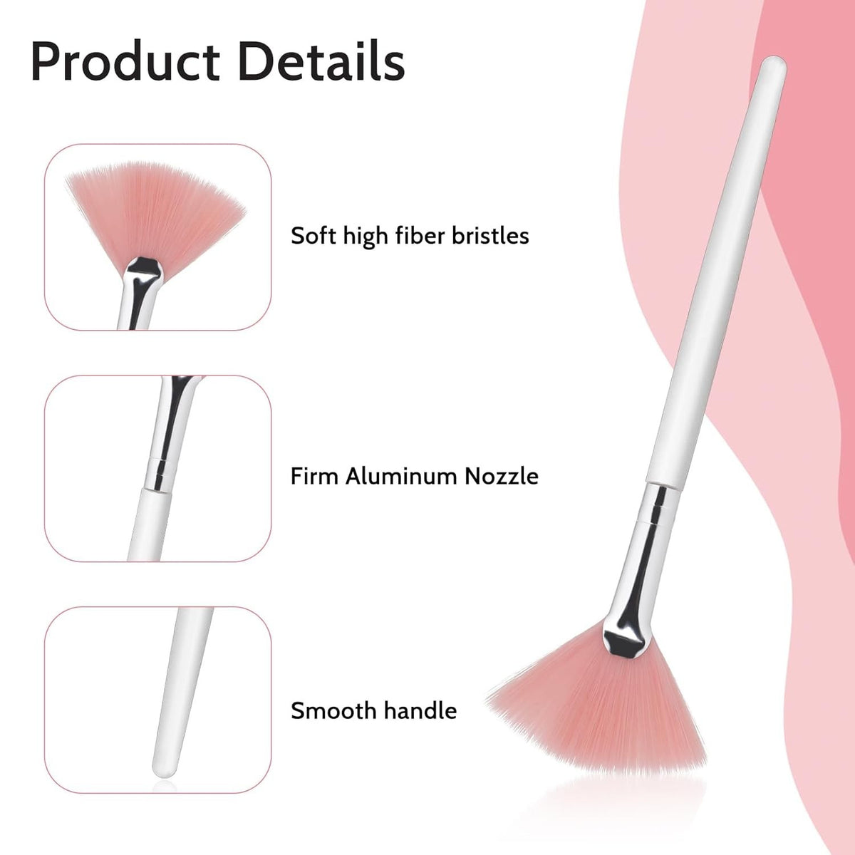 Fan Brush Set for Face Masks and Makeup Application - Pink & White, 2 Pieces