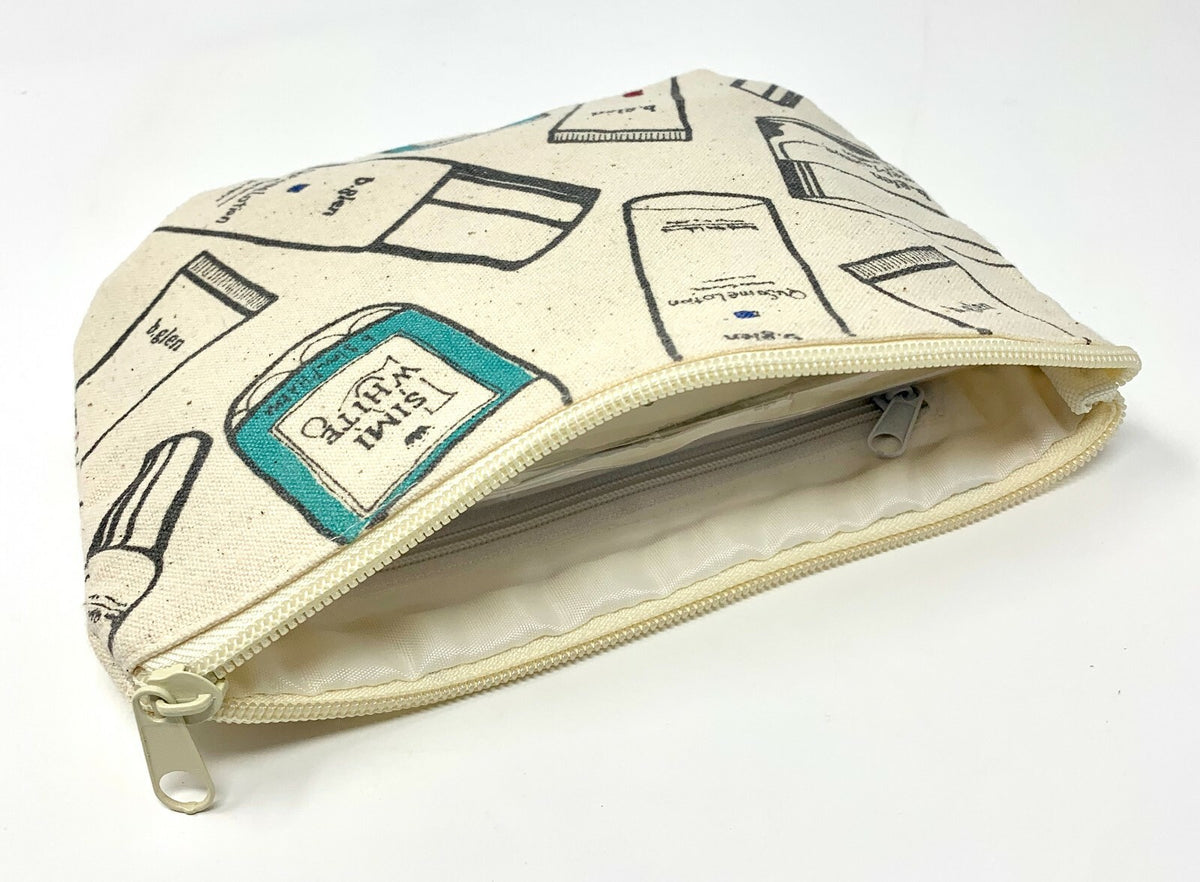 b.glen Canvas Cosmetic Bag - Travel Makeup & Toiletry Organizer 5.5 x 7.5 Inches