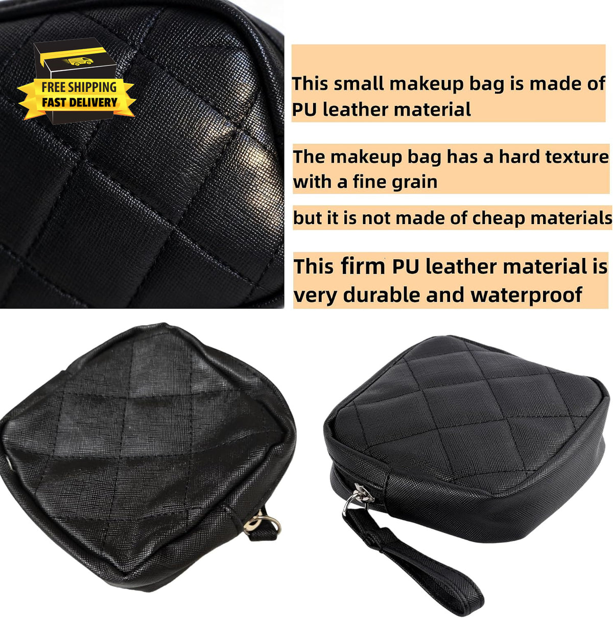 Mini Waterproof Makeup Bag for Women, Portable Cosmetic Pouch, Travel Storage