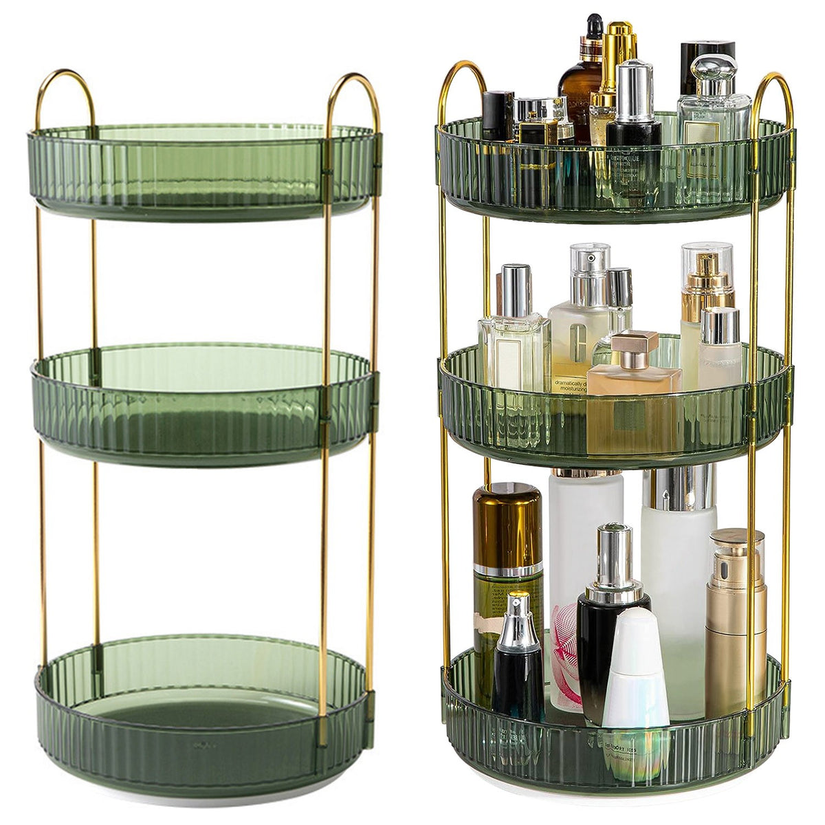 360 Degree Rotating Makeup Organizer Shelf, 3-Tier Lazy Susan Cosmetic Storage