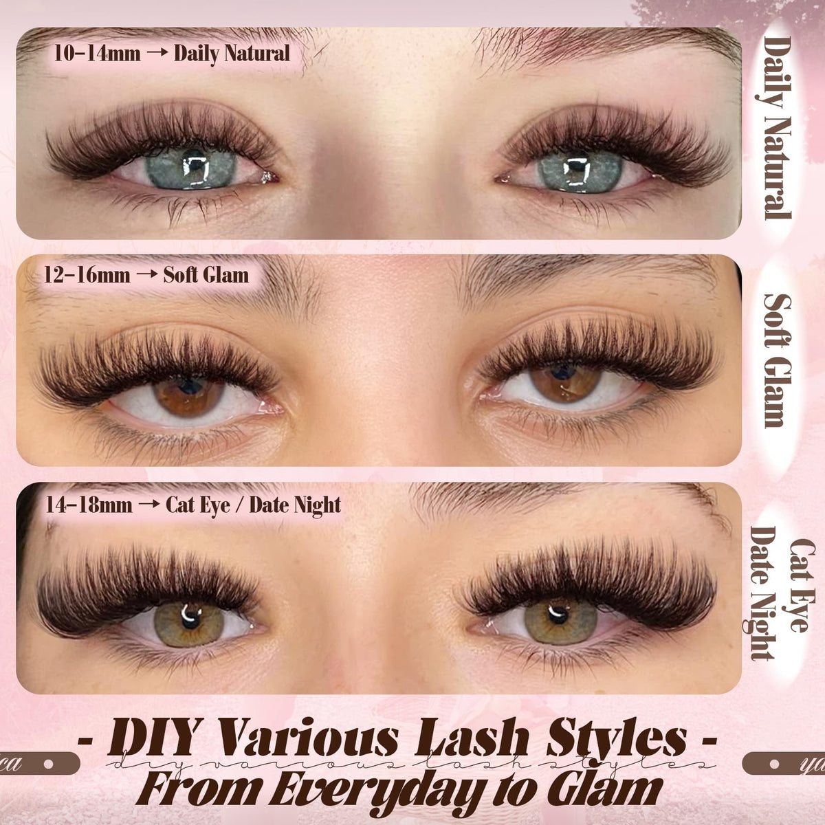 Dark Brown Lash Clusters 80D Fluffy Wispy Volume DIY Eyelash Extensions 240 Count