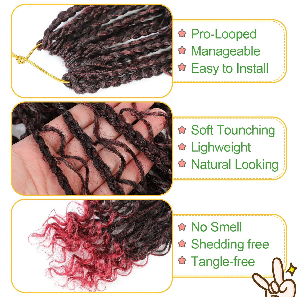 Fulcrum Goddess Box Braids Crochet Hair - 14 Inch, 9-Pack, Natural Look