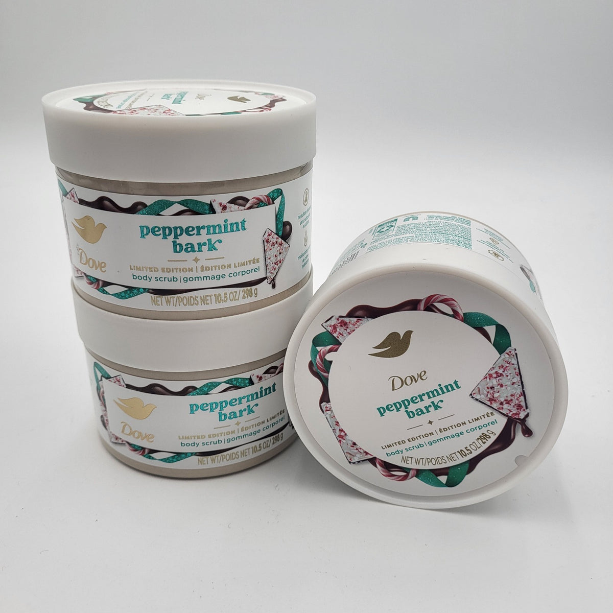 Lot of 3 Dove Peppermint Bark Body Scrub 10.5oz. Limited Edition