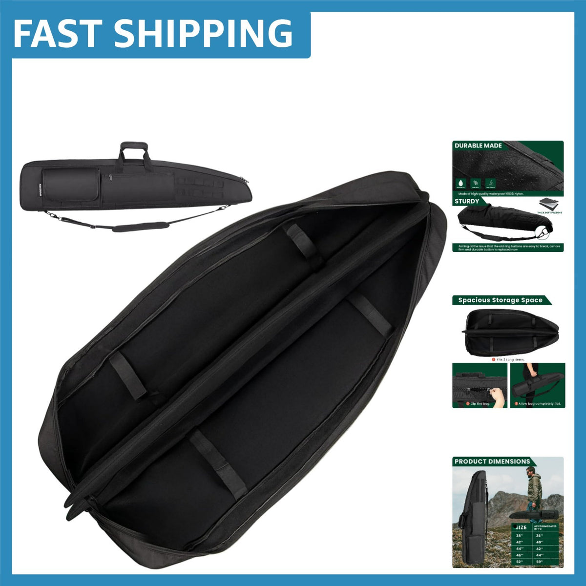 Water-Resistant Travel Soft Case Bag with Padded Handle 38 Inch