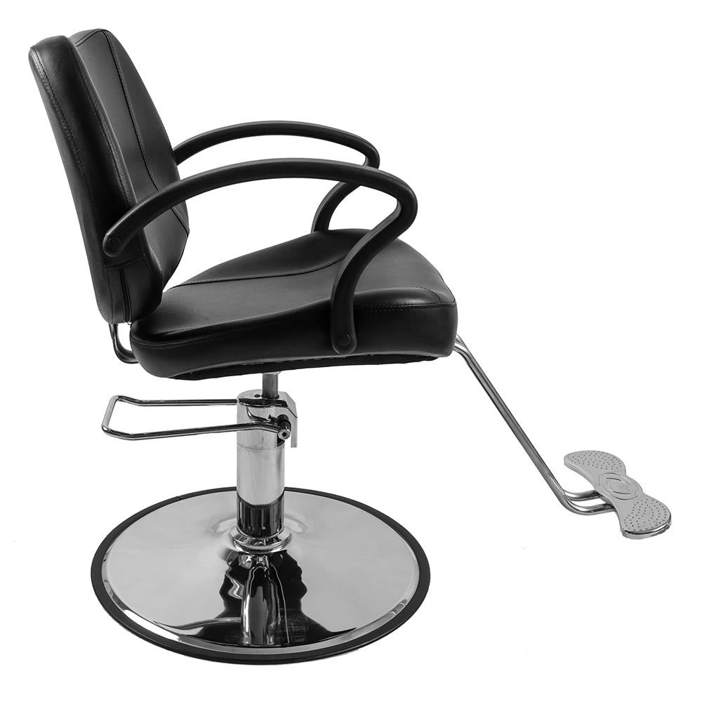 Black Barber Chair with Hydraulic Pump and Footrest - Salon & Hair Stylist Chair