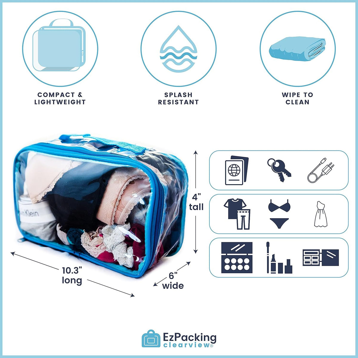 Clear Travel Packing Cube with Zipper - Lightweight PVC Organizer for Luggage