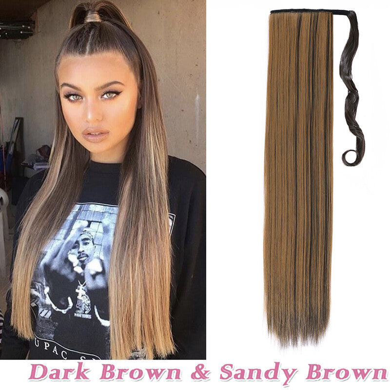 Clip-In Thick Hair Ponytail Extension - Real Human Hair, Various Lengths & Colors