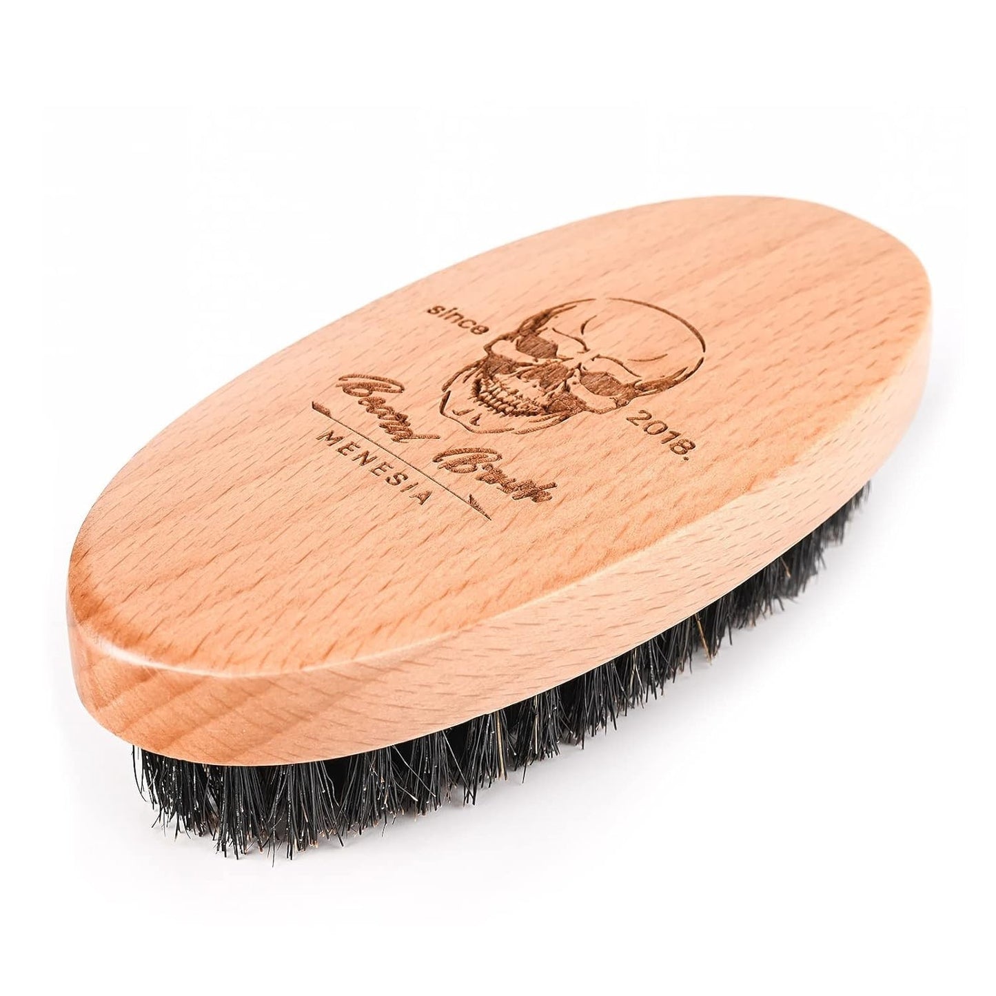 Men's Wooden Beard Brush Travel Size with Boar Bristles for Gentle Grooming