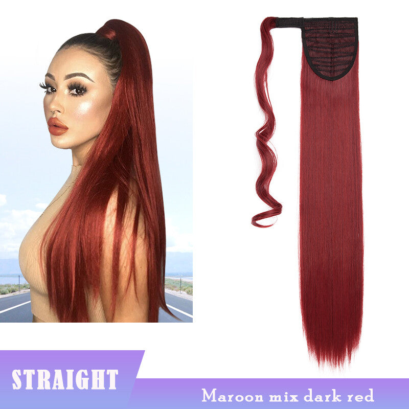 Thick Clip-In Ponytail Hair Extension - Fake Human Hair, Wavy & Straight