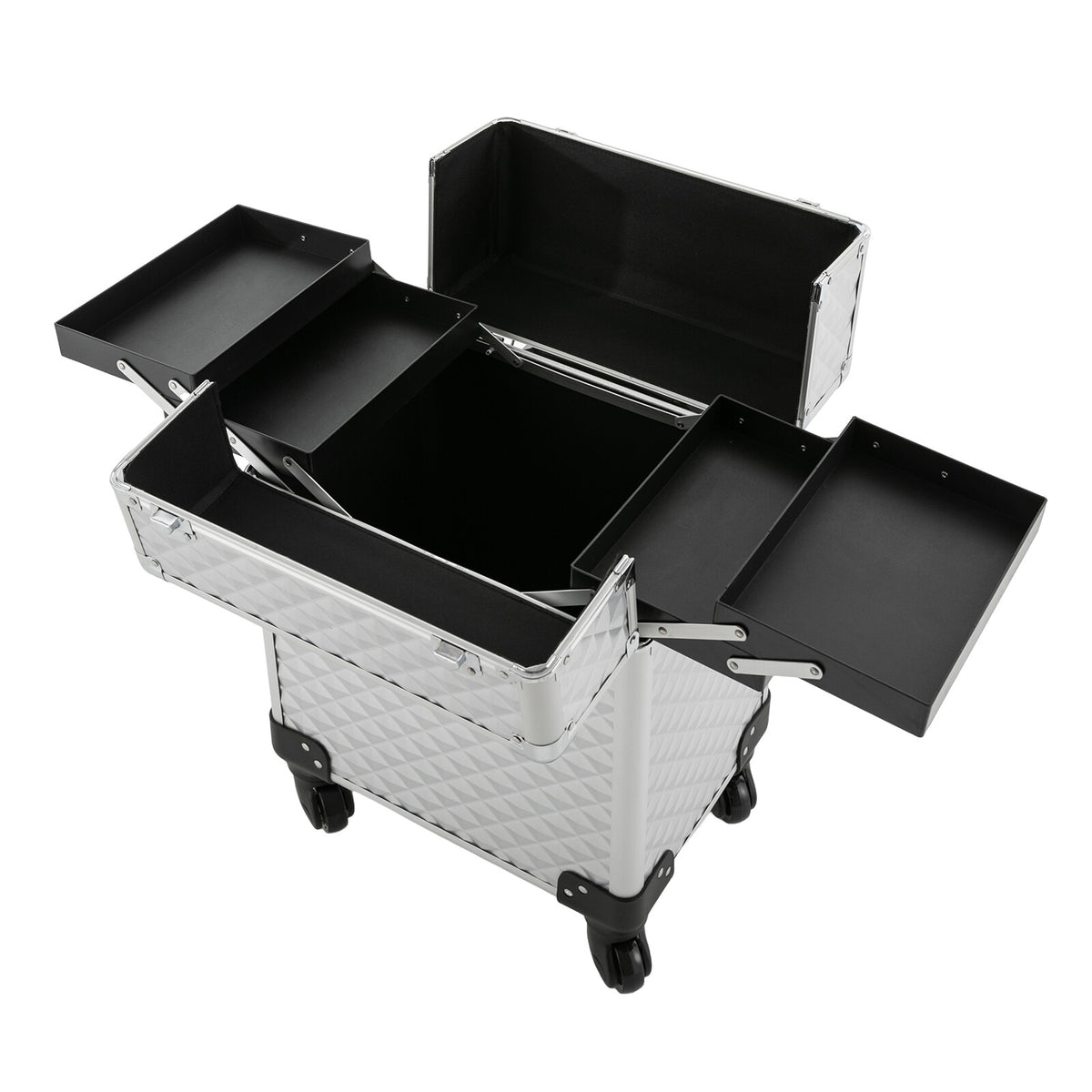 Lockable Rolling Makeup Case with Wheels and Organizer for Cosmetics & Beauty Tools