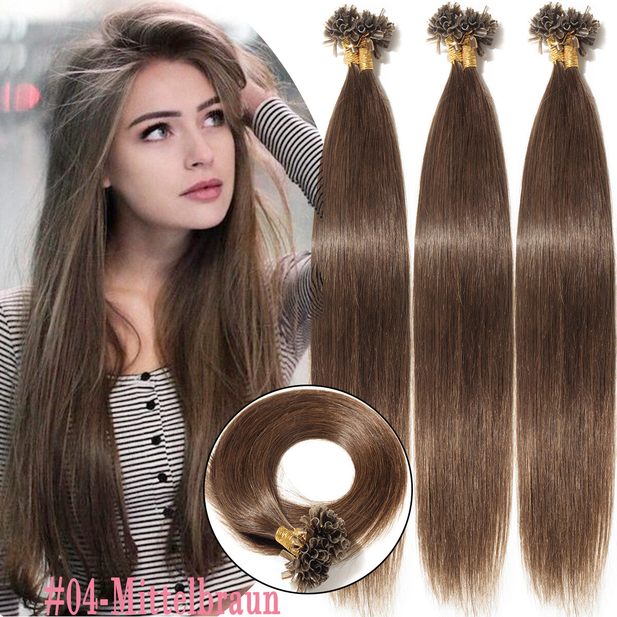 Pre Bonded Keratin Hair Extensions 100% Remy Human Hair Platinum Blonde & Natural Shades