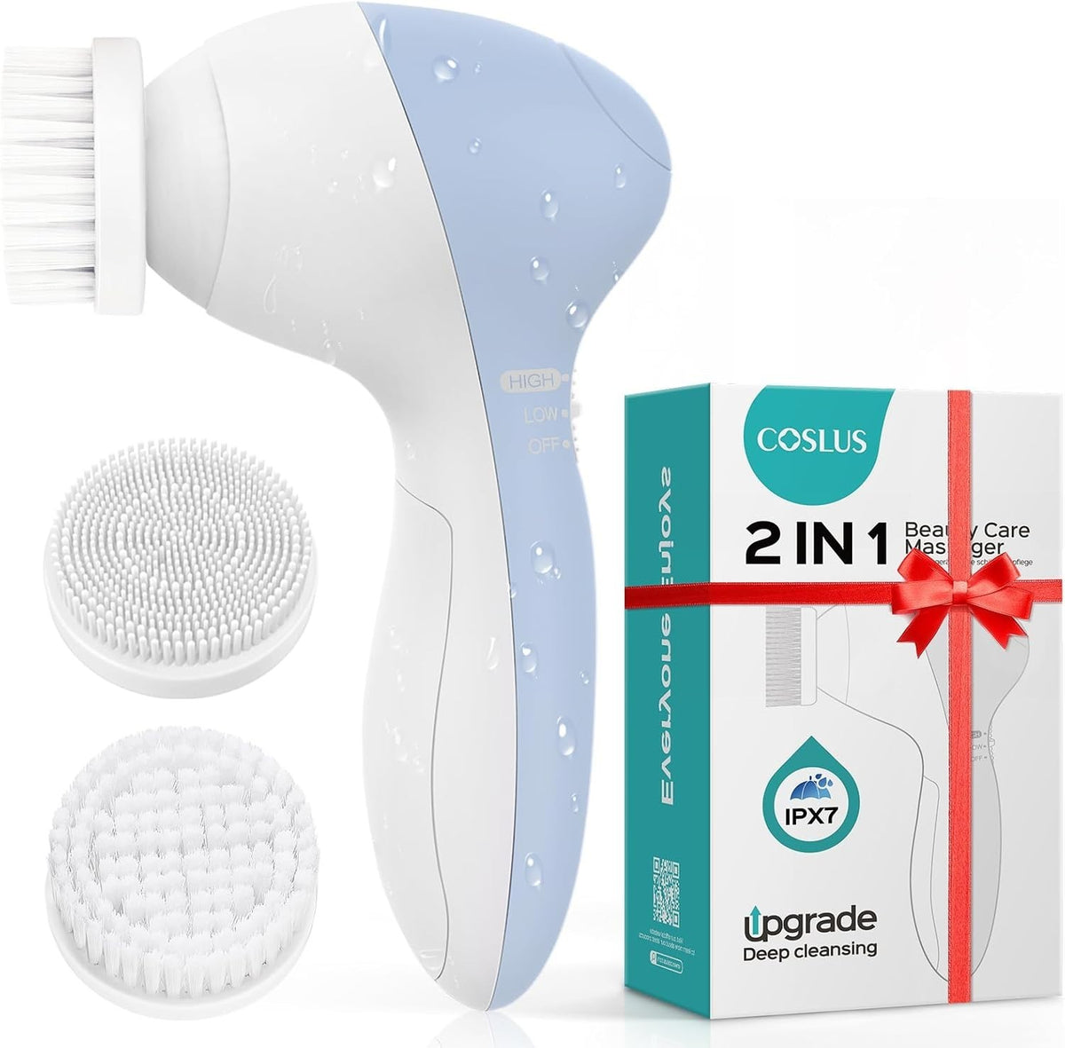 Waterproof Electric Facial Cleansing Brush with Dual Heads – Spa-Quality Skin Care