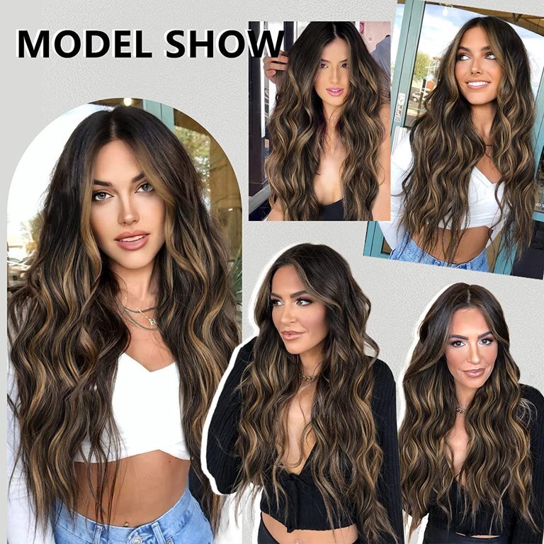 4PCS Clip-In Wavy Hair Extensions Long Synthetic Weft - Natural Blonde to Brown