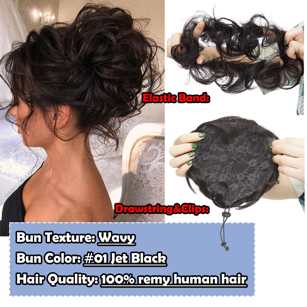 Remy Clip-In Hair Extensions - Messy Bun Hairpiece in Multiple Colors & Styles