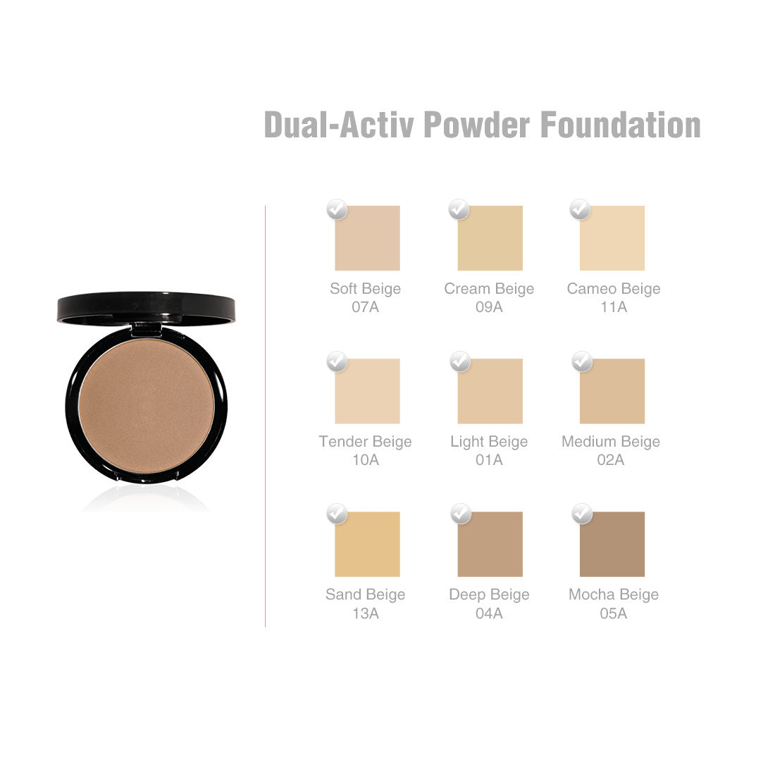 Powder Foundation with Matte Finish - Medium Coverage, Tender Beige