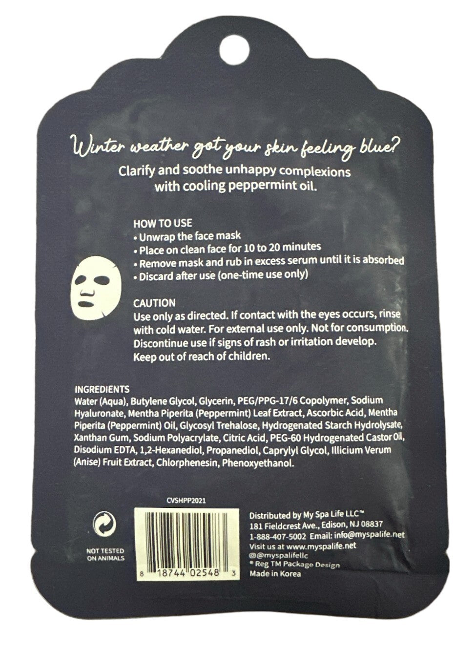 Peppermint Facial Mask Set of 5 - Chill Out Calm