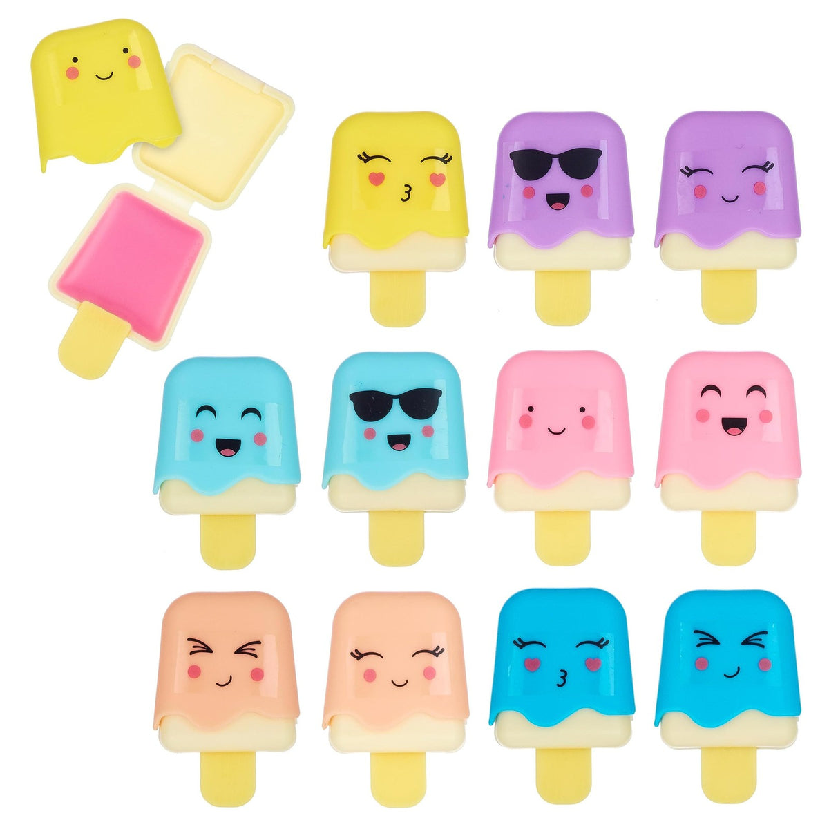 12-Piece Kids Lip Gloss Set - Novelty Popsicle-Shaped Lip Balms for Girls