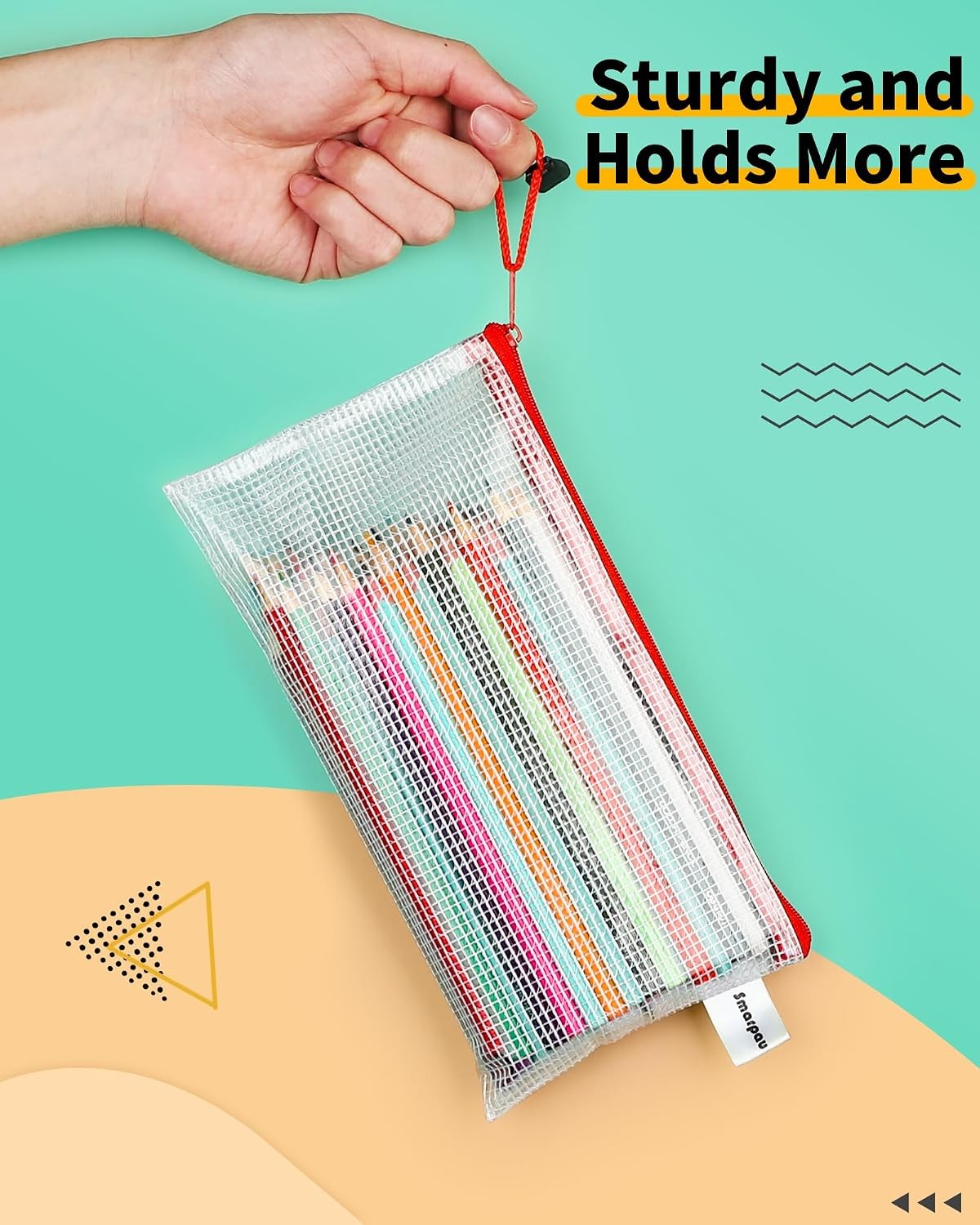 Mesh Zipper Pouch Bags 14 Pack Small Clear Pencil Cases for Office & Travel