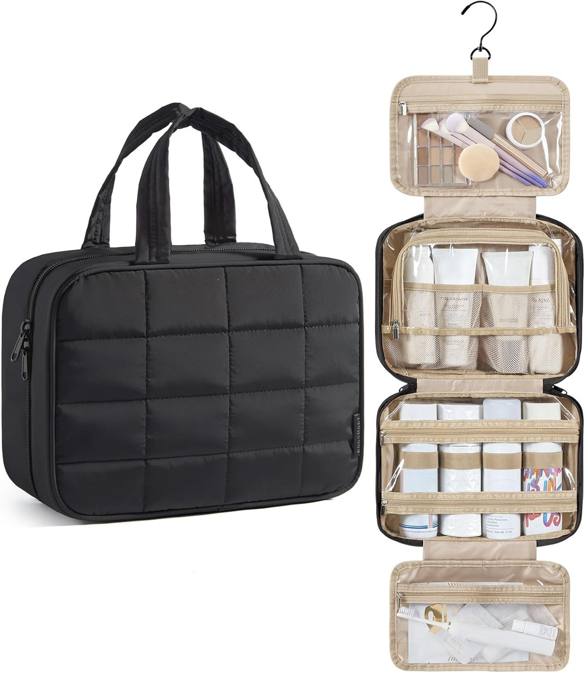 Travel Toiletry Bag for Women - Hanging Puffy Makeup & Organizer