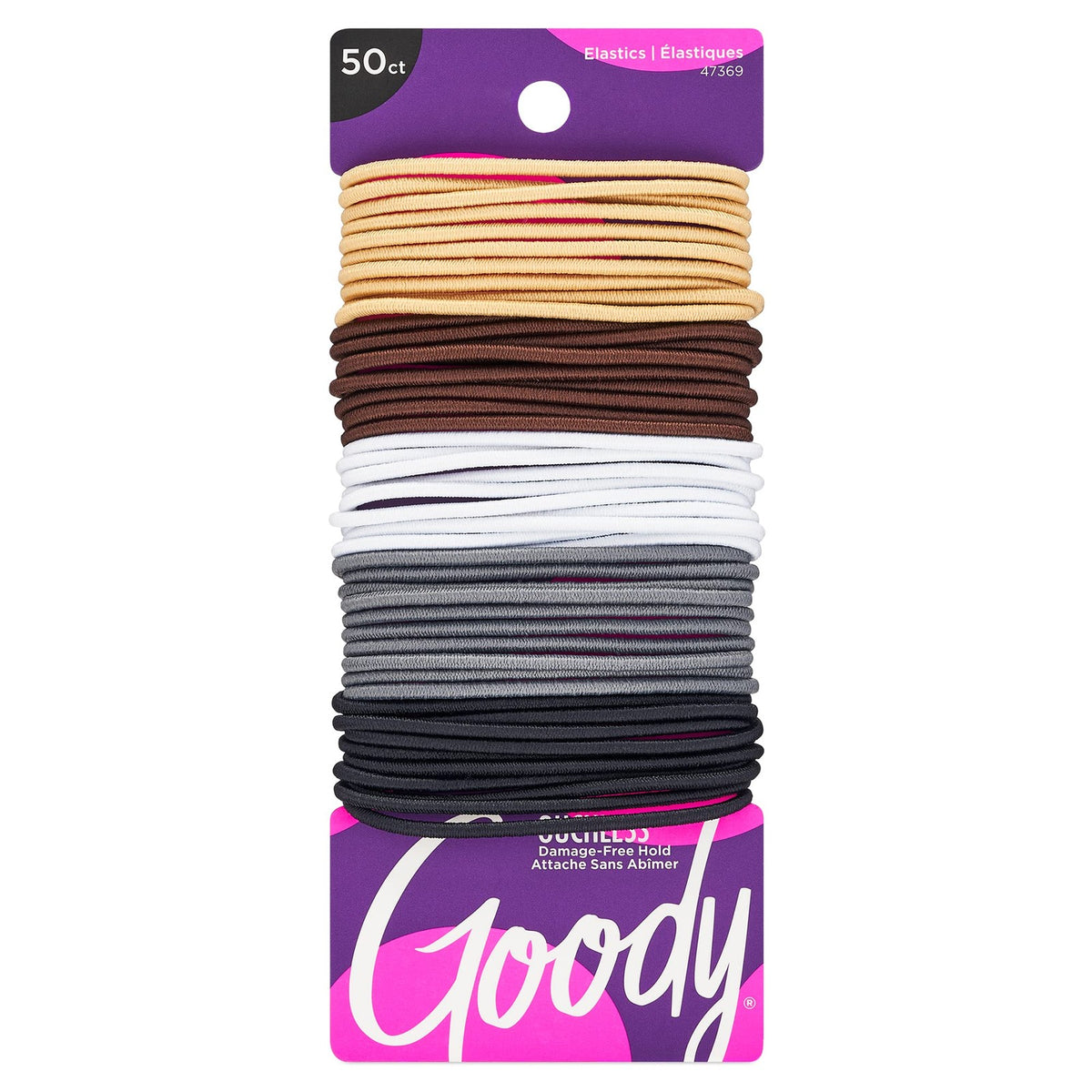 Goody Ouchless Elastic Hair Ties - 50 Count (Pack of 1), Assorted