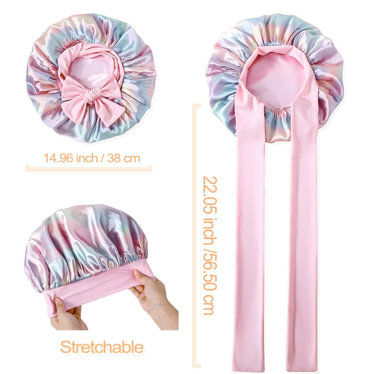 GDTOGRT Satin Silk Bonnet for Sleeping Women, Double Layer One Size,
